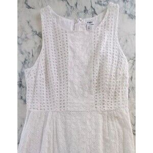 Old Navy Size 12 Summer Dress Sleeveless White Eyelet Knee Length Preppy Wedding